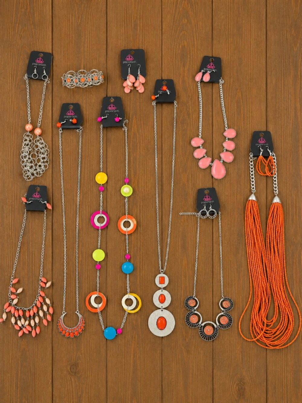 Paparazzi Jewelry Lot - 10 Piece Orange Coral Statement Necklace Bundle